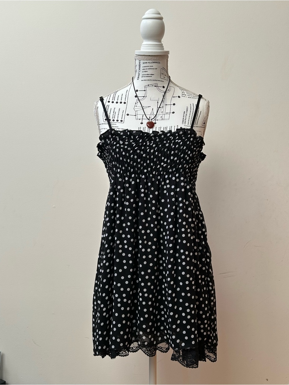 Black Polka Dot Smocked Sundress - Women's